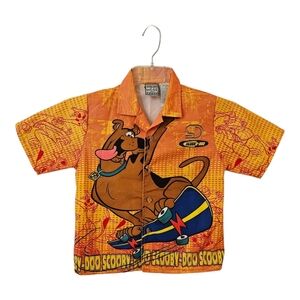 Vtg Scooby-Doo AOP Short Sleeve Button Down Youth Boy 5 Nostalgic Cartoon Networ